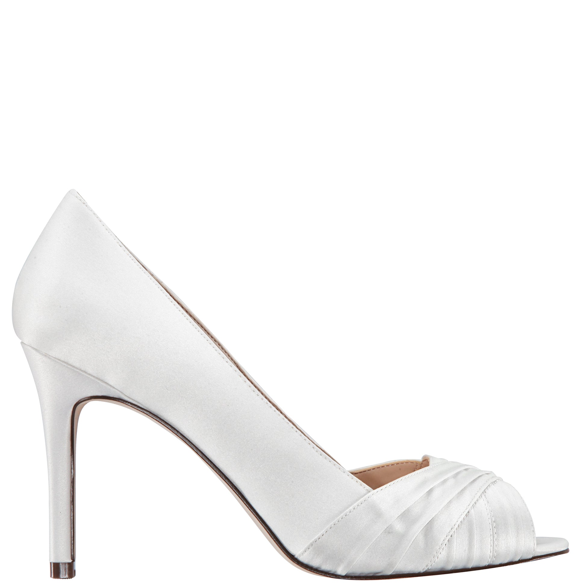 Nina Shoes Rhiyana White Satin Peep Toe High-Heel Classic Pump
