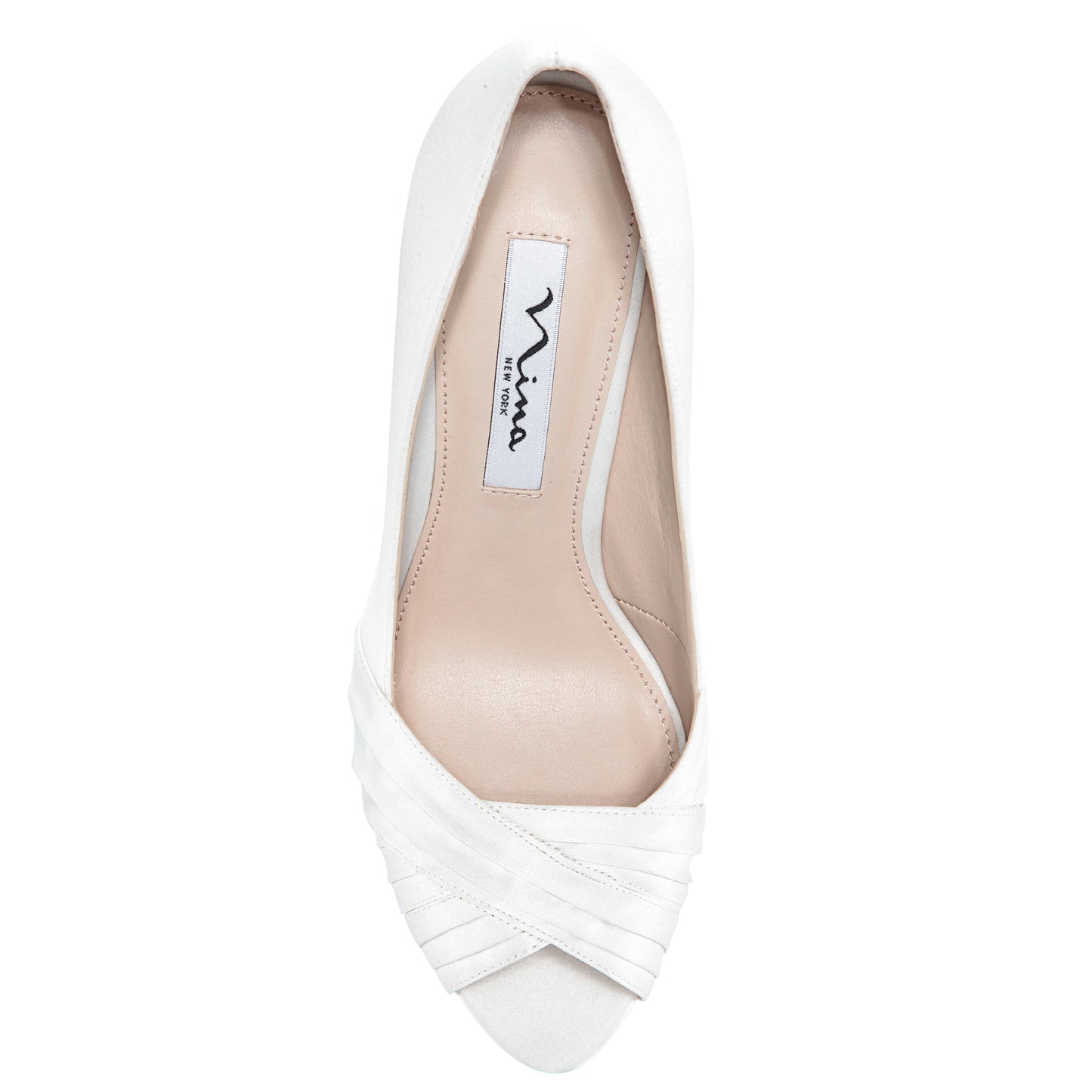 Nina Shoes Rhiyana White Satin Peep Toe High-Heel Classic Pump