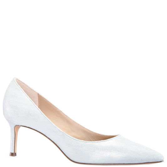 Nina Shoes Nina60 True Silver Suedette Mid-Heel Classic Pump