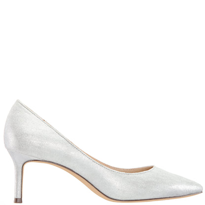 Nina Shoes Nina60 True Silver Suedette Mid-Heel Classic Pump