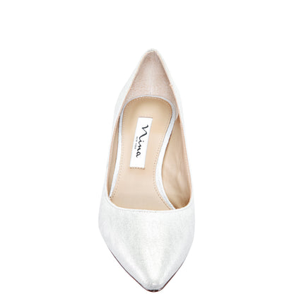 Nina Shoes Nina60 True Silver Suedette Mid-Heel Classic Pump