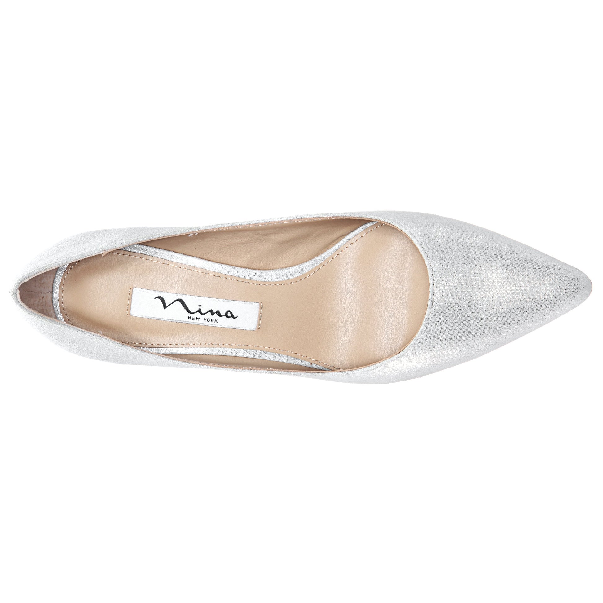 Nina Shoes Nina60 True Silver Suedette Mid-Heel Classic Pump