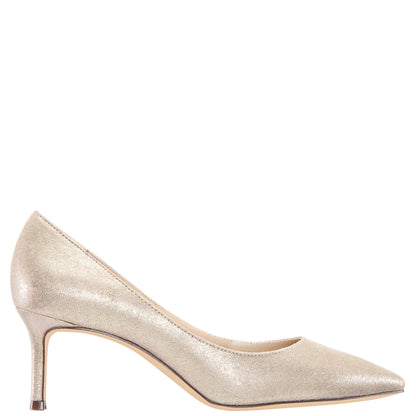 Nina Shoes Nina60 Taupe Metallic Suedette Mid-Heel Classic Pump