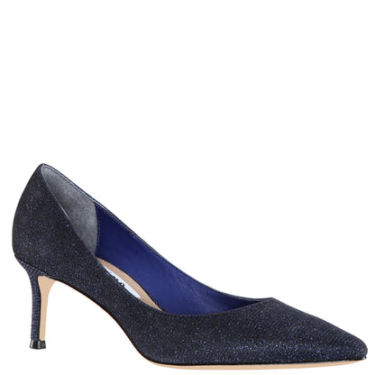 Nina Shoes Nina60 Navy Metallic Textured Mid-Heel Classic Pump