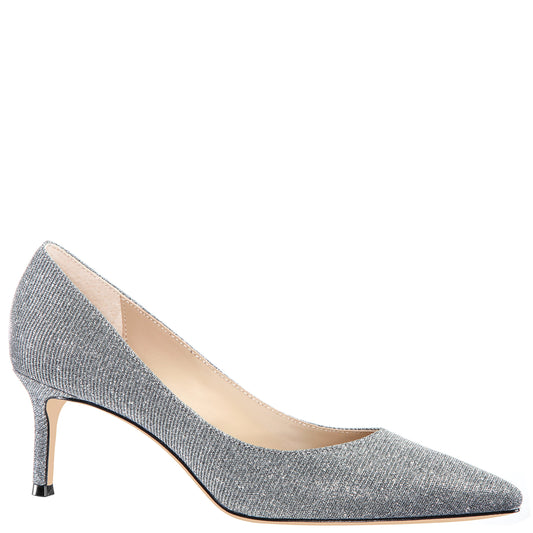 Nina Shoes Nina60 Charcoal Metallic Textured Mid-Heel Classic Pump