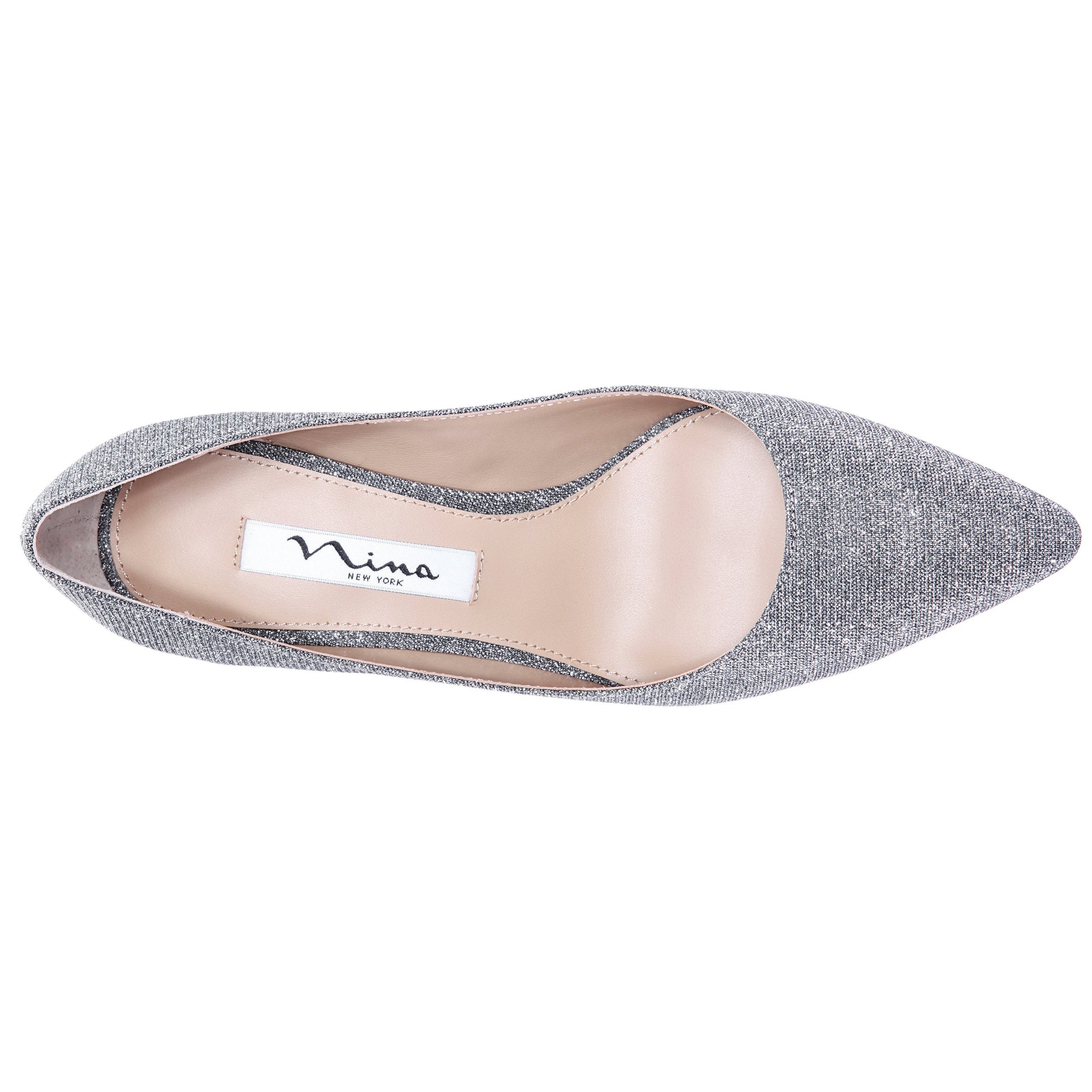 Nina Shoes Nina60 Charcoal Metallic Textured Mid-Heel Classic Pump