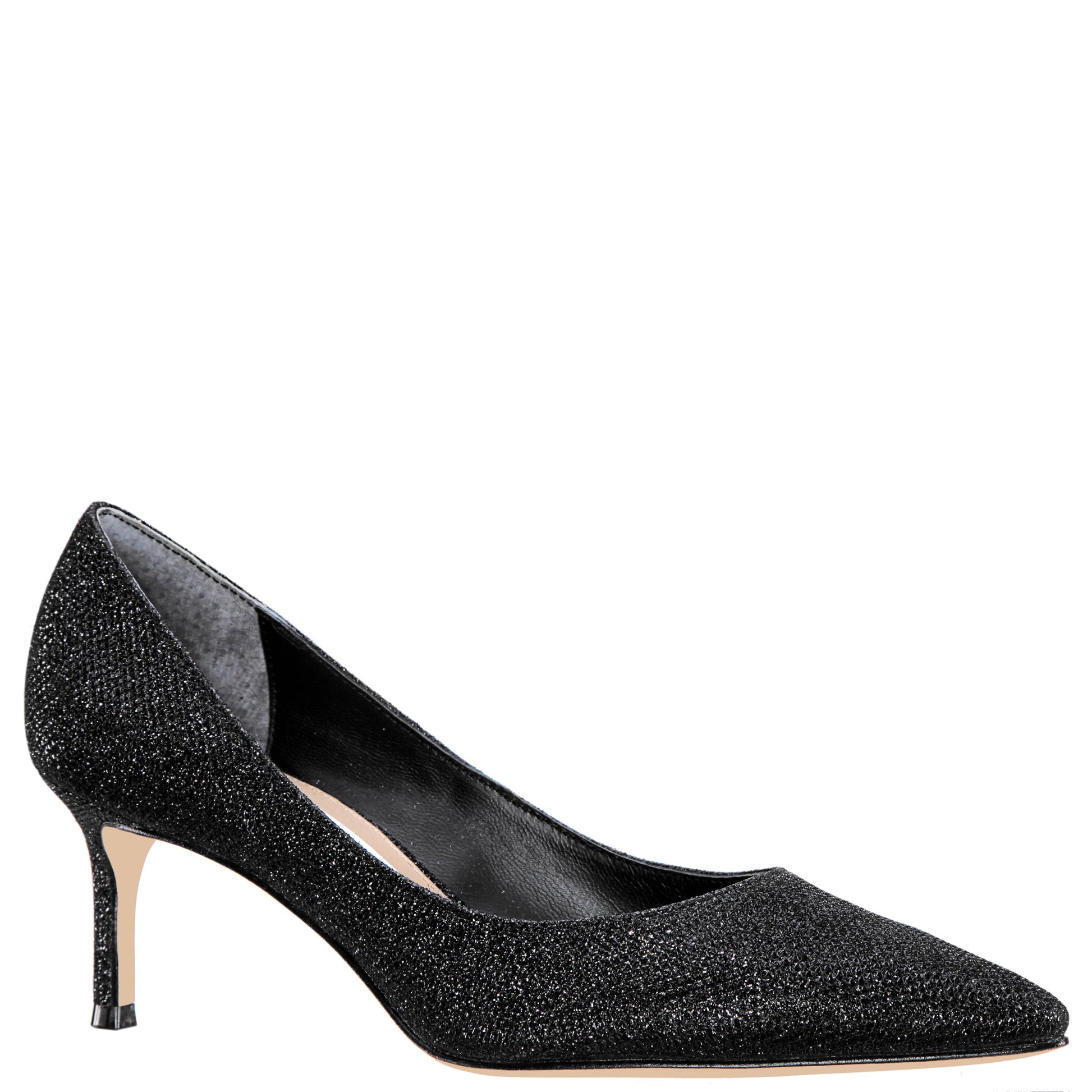 Nina Shoes Nina60 Noir Metallic Textured Mid-Heel Classic Pump