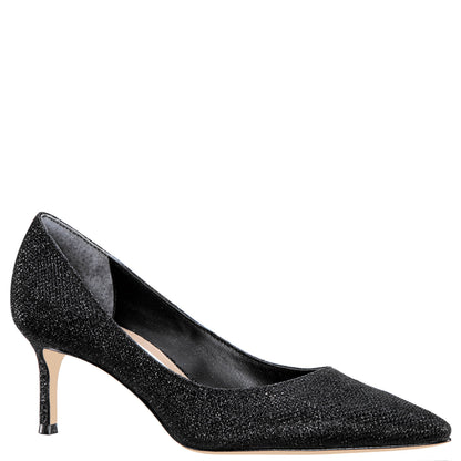 Nina Shoes Nina60 Noir Metallic Textured Mid-Heel Classic Pump