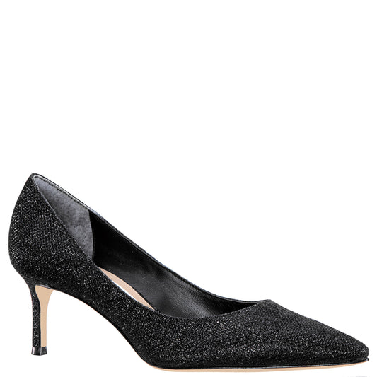 Nina Shoes Nina60 Noir Metallic Textured Mid-Heel Classic Pump