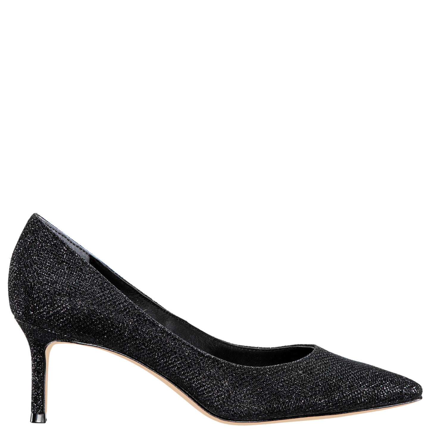 Nina Shoes Nina60 Noir Metallic Textured Mid-Heel Classic Pump