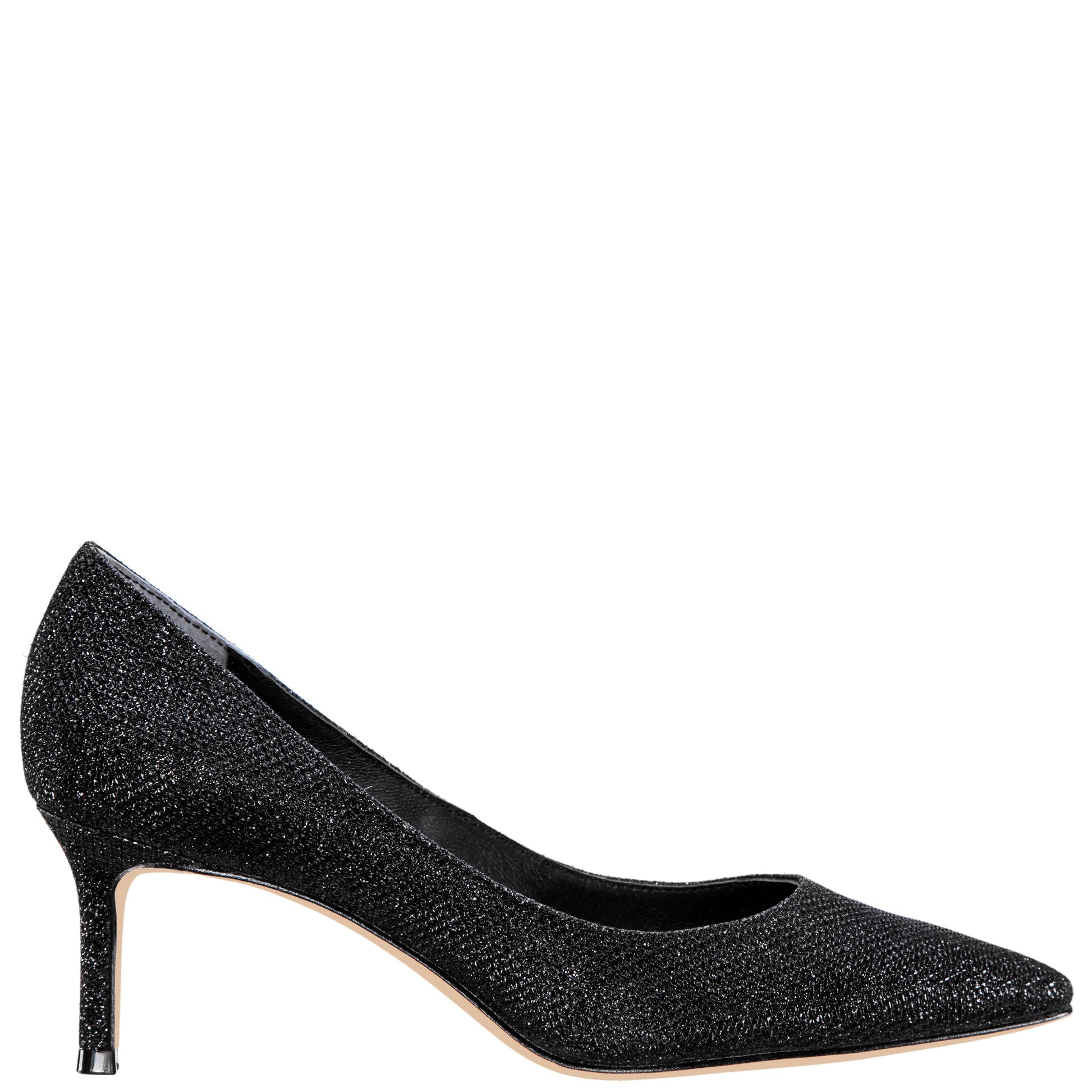 Nina Shoes Nina60 Noir Metallic Textured Mid-Heel Classic Pump