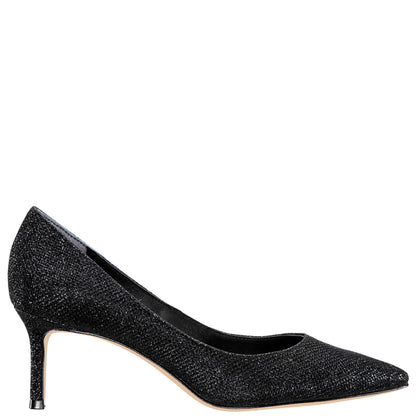 Nina Shoes Nina60 Noir Metallic Textured Mid-Heel Classic Pump