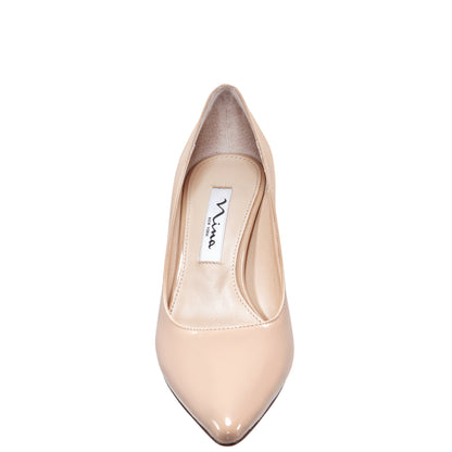 Nina Shoes Nina60 Latte Patent Leatherette Mid-Heel Classic Pump