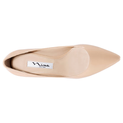 Nina Shoes Nina60 Latte Patent Leatherette Mid-Heel Classic Pump