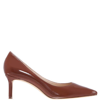 Nina Shoes Nina60 Mocha Patent Leatherette Mid-Heel Classic Pump