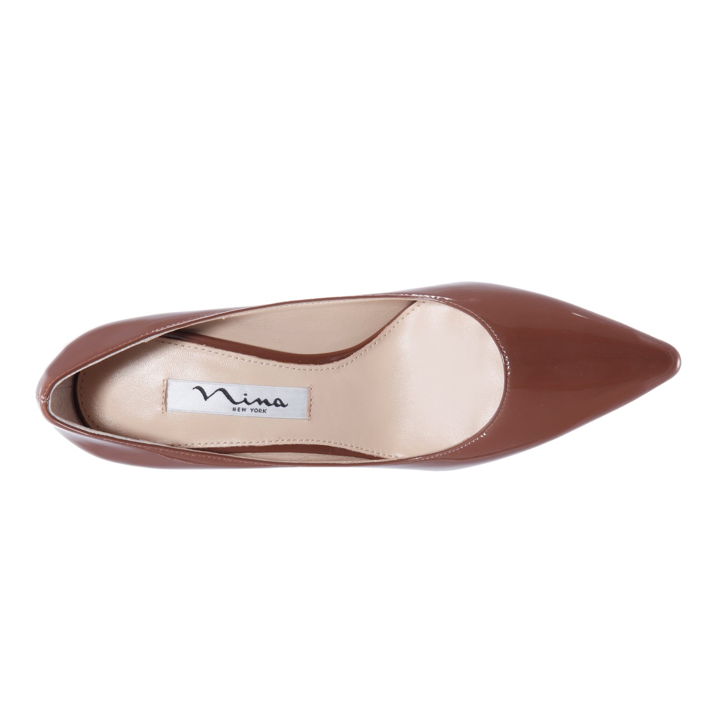 Nina Shoes Nina60 Mocha Patent Leatherette Mid-Heel Classic Pump