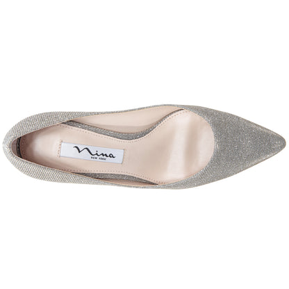 Nina Shoes Nina60 Steel Metallic Textured Mid-Heel Classic Pump