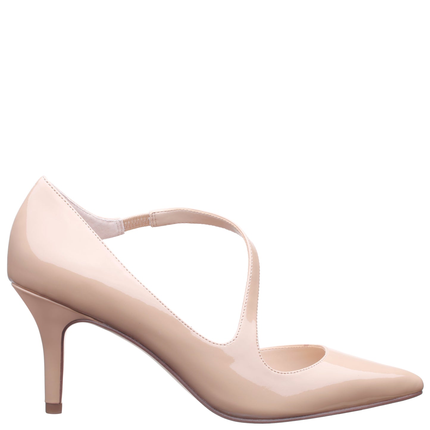 Nina Shoes Thelma Beige Patent Pointy-Toe Mid-Heel Classic Pump