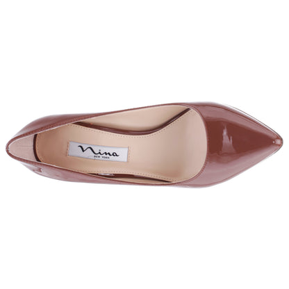 Nina Shoes Nina85 Brown Patent Leatherette High-Heel Classic Pump