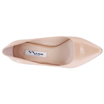 Nina Shoes Nina85 Beige Patent Leatherette High-Heel Classic Pump