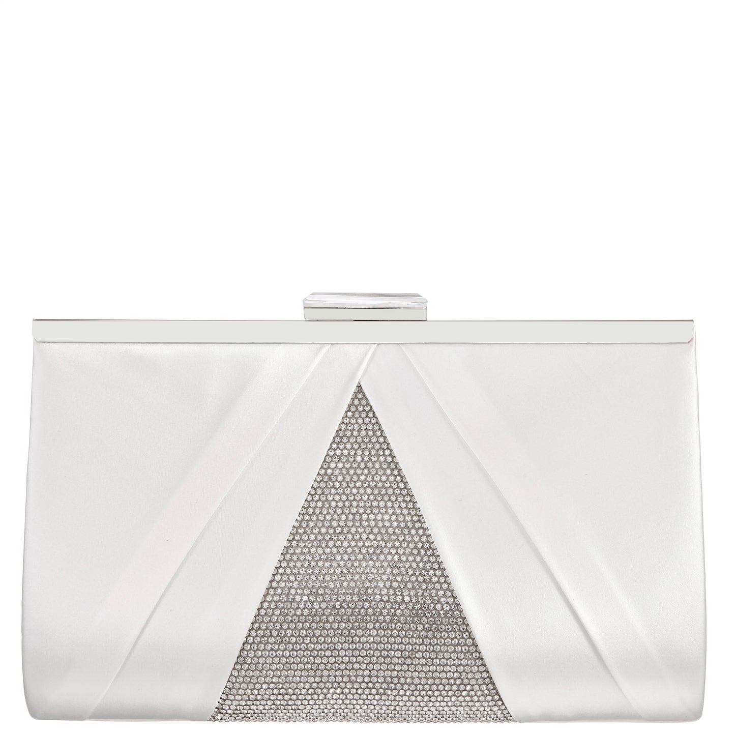 Nina Shoes Ophelia White Pleated Satin Frame Clutch