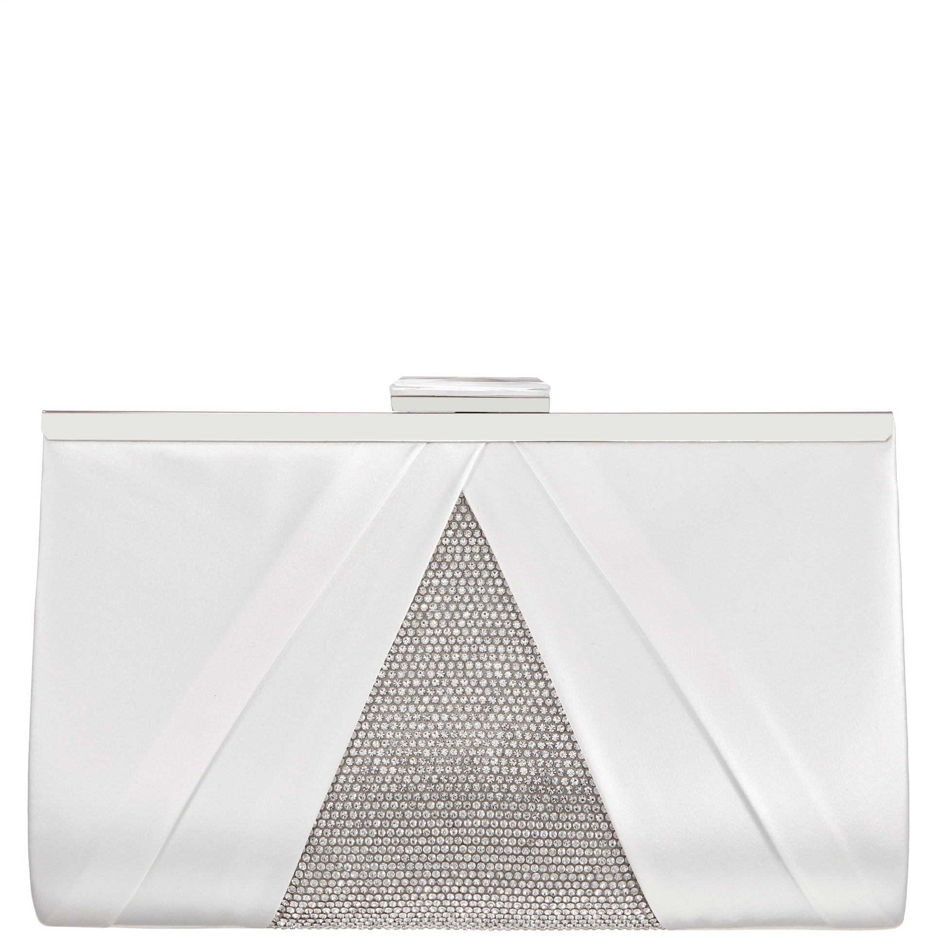 Nina Shoes Ophelia White Pleated Satin Frame Clutch
