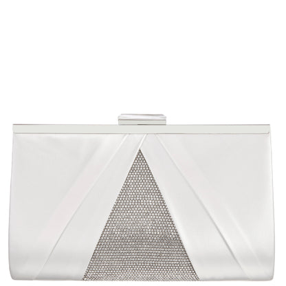 Nina Shoes Ophelia White Pleated Satin Frame Clutch