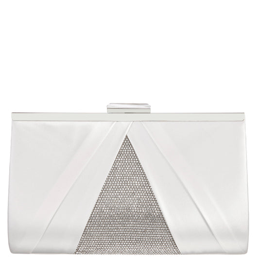 Nina Shoes Ophelia White Pleated Satin Frame Clutch