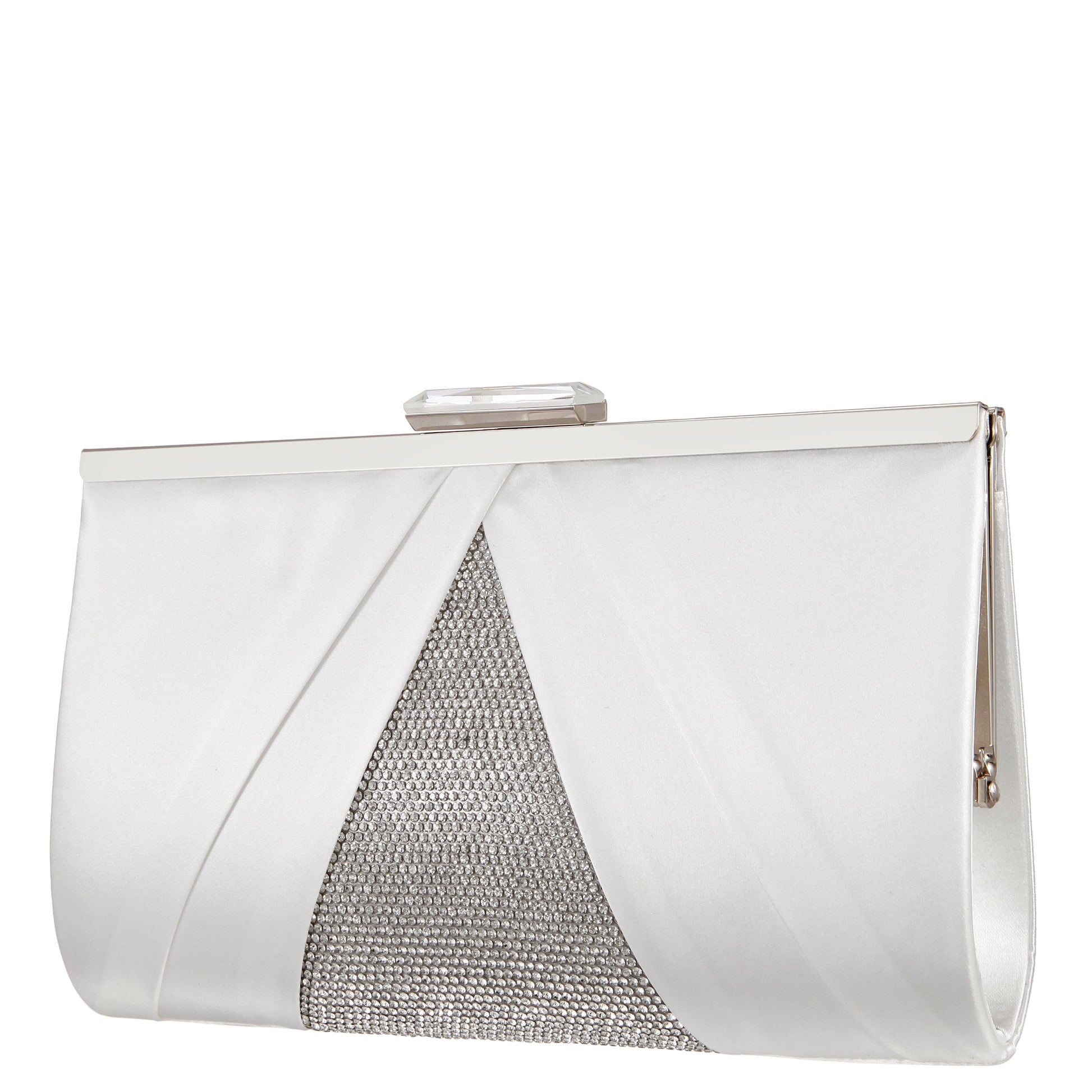 Nina Shoes Ophelia White Pleated Satin Frame Clutch