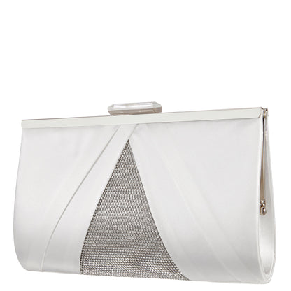 Nina Shoes Ophelia White Pleated Satin Frame Clutch