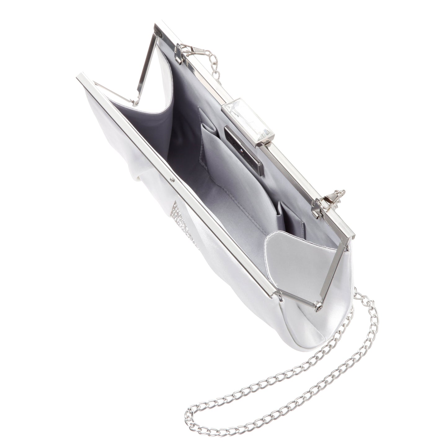 Nina Shoes Ophelia White Pleated Satin Frame Clutch