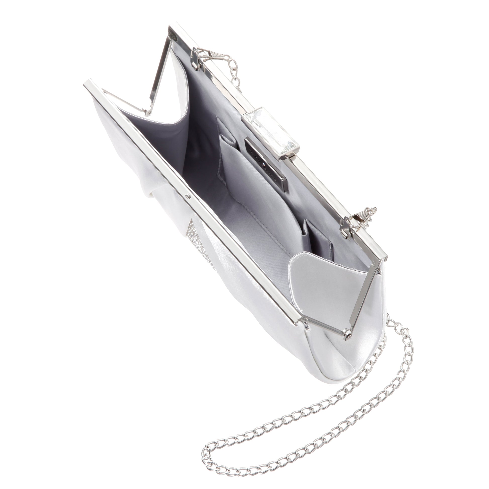 Nina Shoes Ophelia White Pleated Satin Frame Clutch
