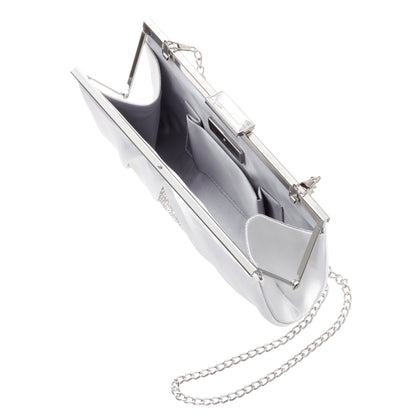 Nina Shoes Ophelia White Pleated Satin Frame Clutch