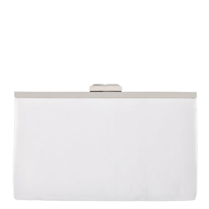 Nina Shoes Ophelia White Pleated Satin Frame Clutch