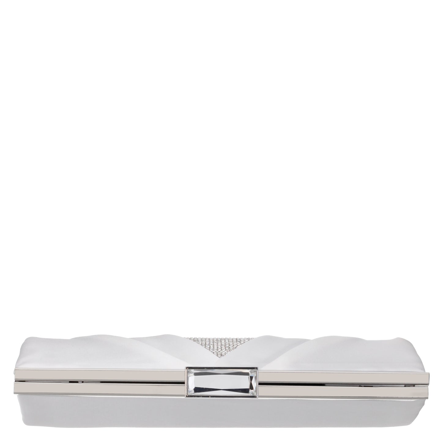 Nina Shoes Ophelia White Pleated Satin Frame Clutch