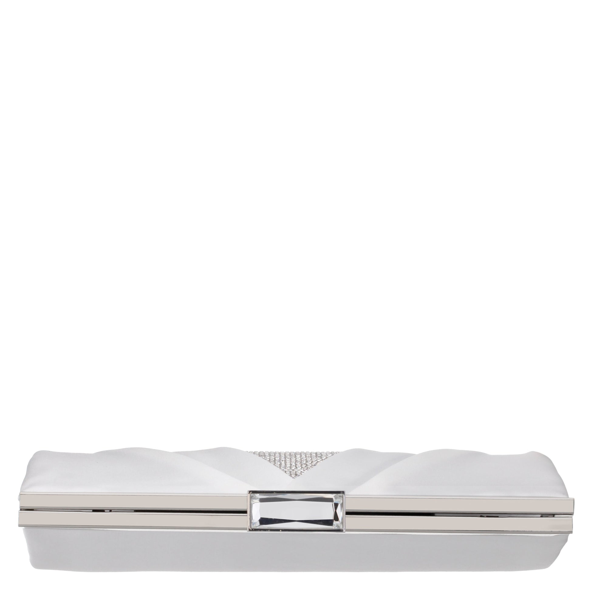 Nina Shoes Ophelia White Pleated Satin Frame Clutch