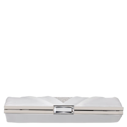 Nina Shoes Ophelia White Pleated Satin Frame Clutch