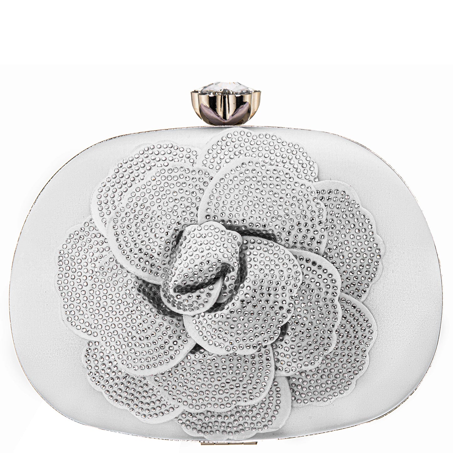 Nina Shoes Flores White Crystal Embellished Flower Minaudiere