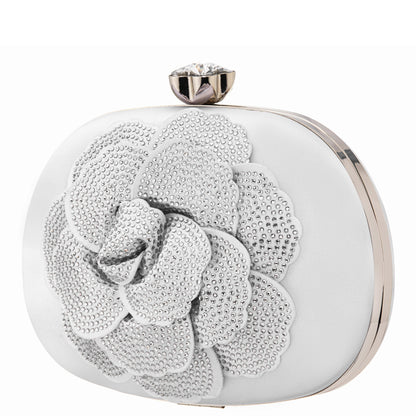 Nina Shoes Flores White Crystal Embellished Flower Minaudiere