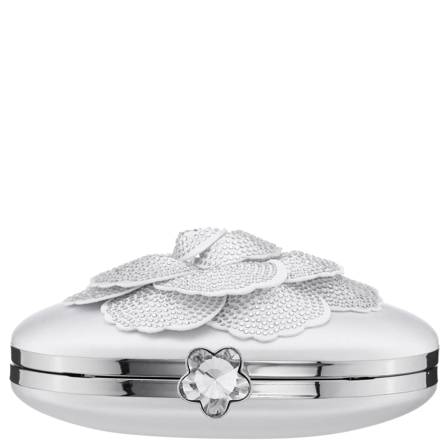 Nina Shoes Flores White Crystal Embellished Flower Minaudiere