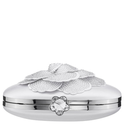Nina Shoes Flores White Crystal Embellished Flower Minaudiere