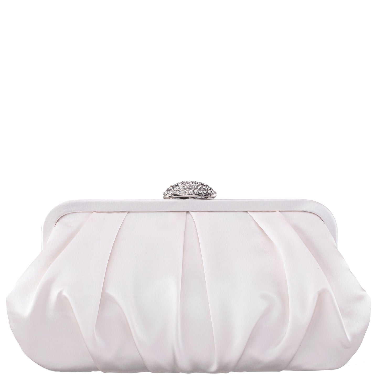 Nina Shoes Concord Ivory Pleated Frame Clutch With Crystal Clasp