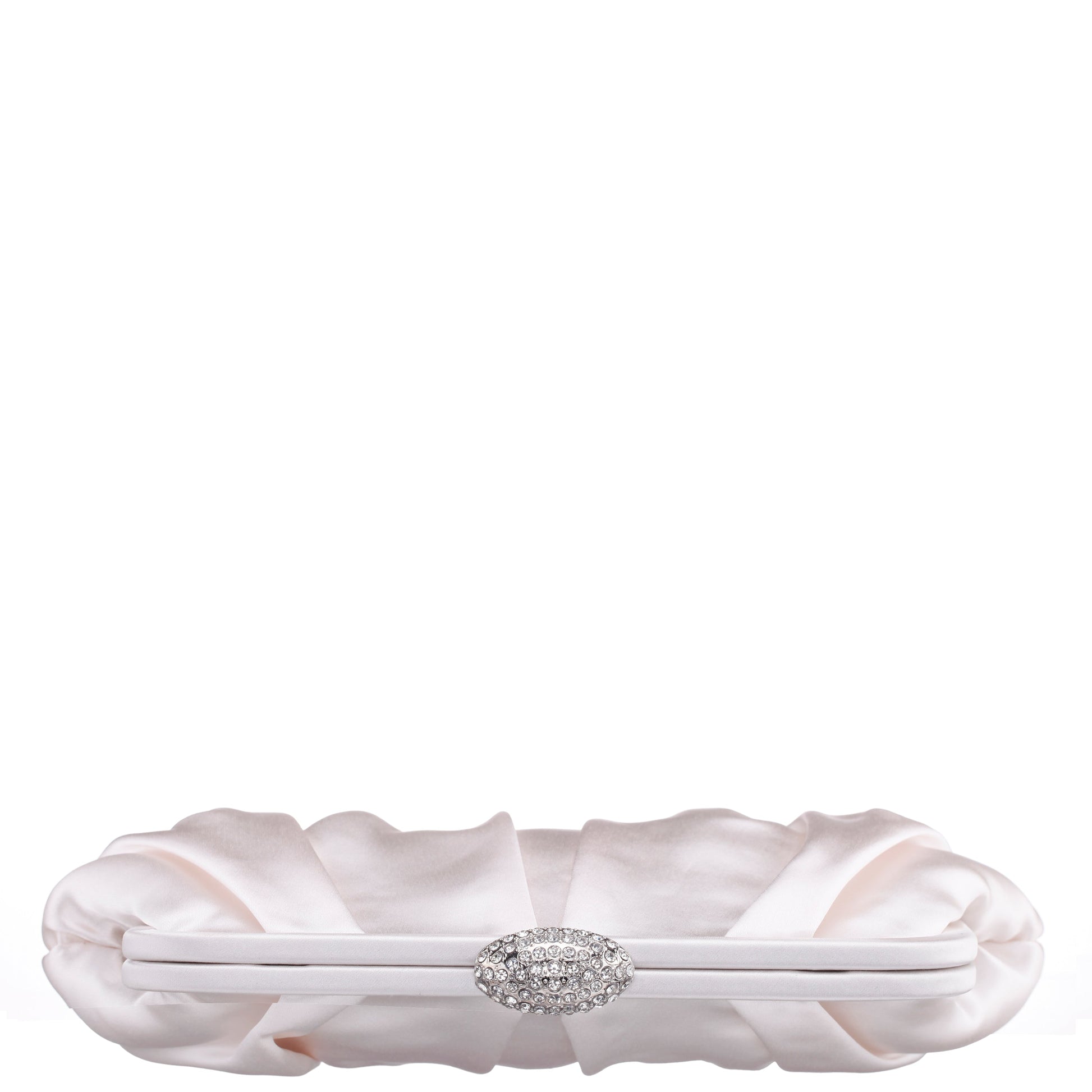 Nina Shoes Concord Ivory Pleated Frame Clutch With Crystal Clasp