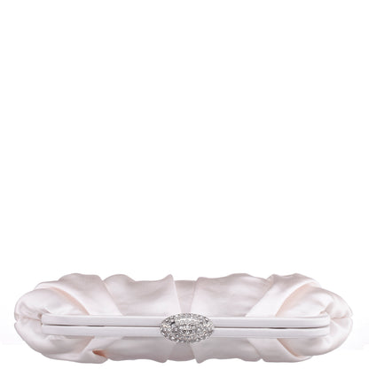 Nina Shoes Concord Ivory Pleated Frame Clutch With Crystal Clasp