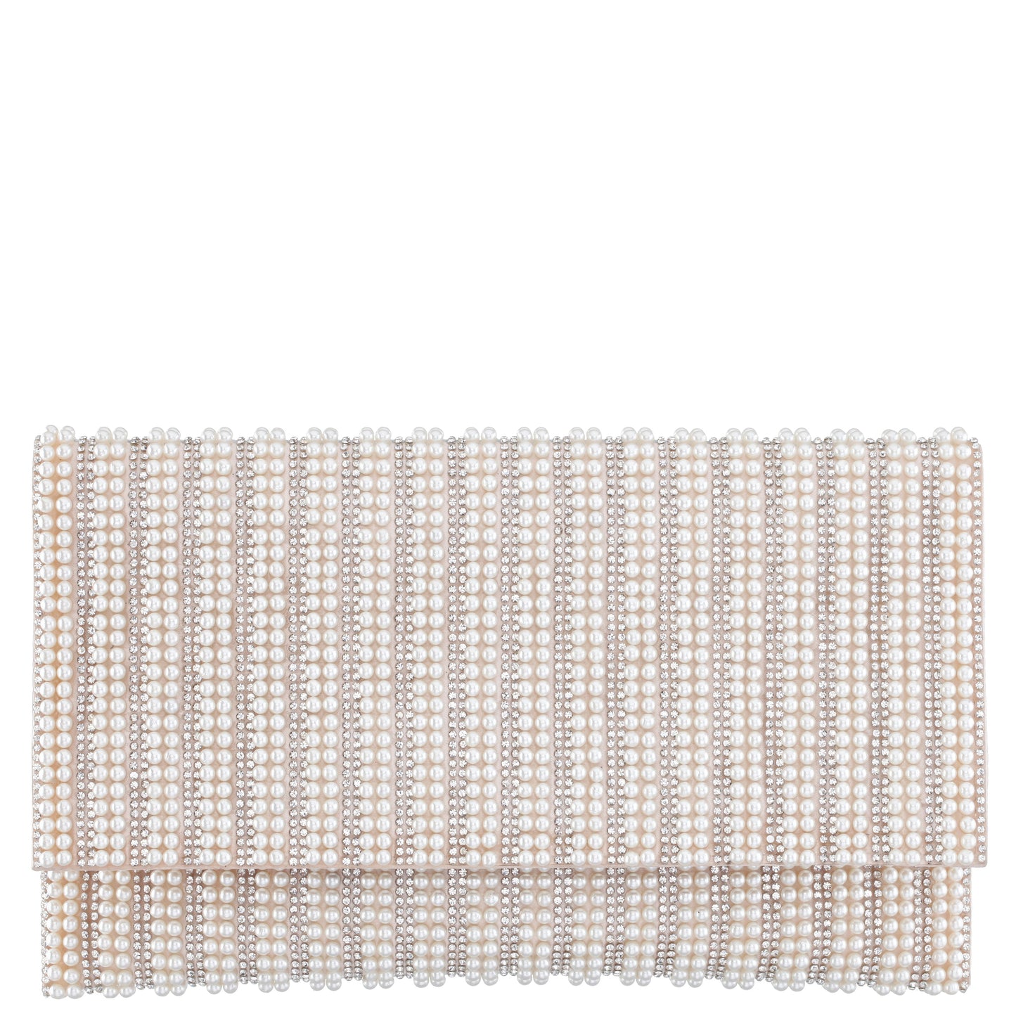 Nina Shoes Kimora White Allover Pearl/Crystal Envelope Clutch
