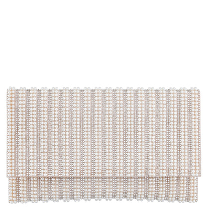 Nina Shoes Kimora White Allover Pearl/Crystal Envelope Clutch