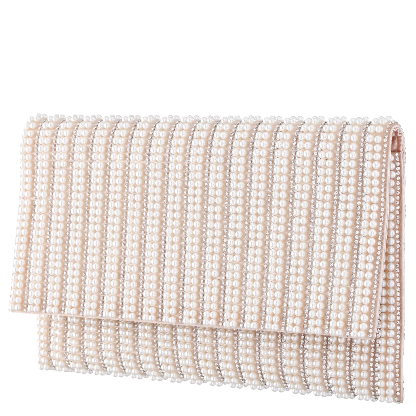 Nina Shoes Kimora White Allover Pearl/Crystal Envelope Clutch