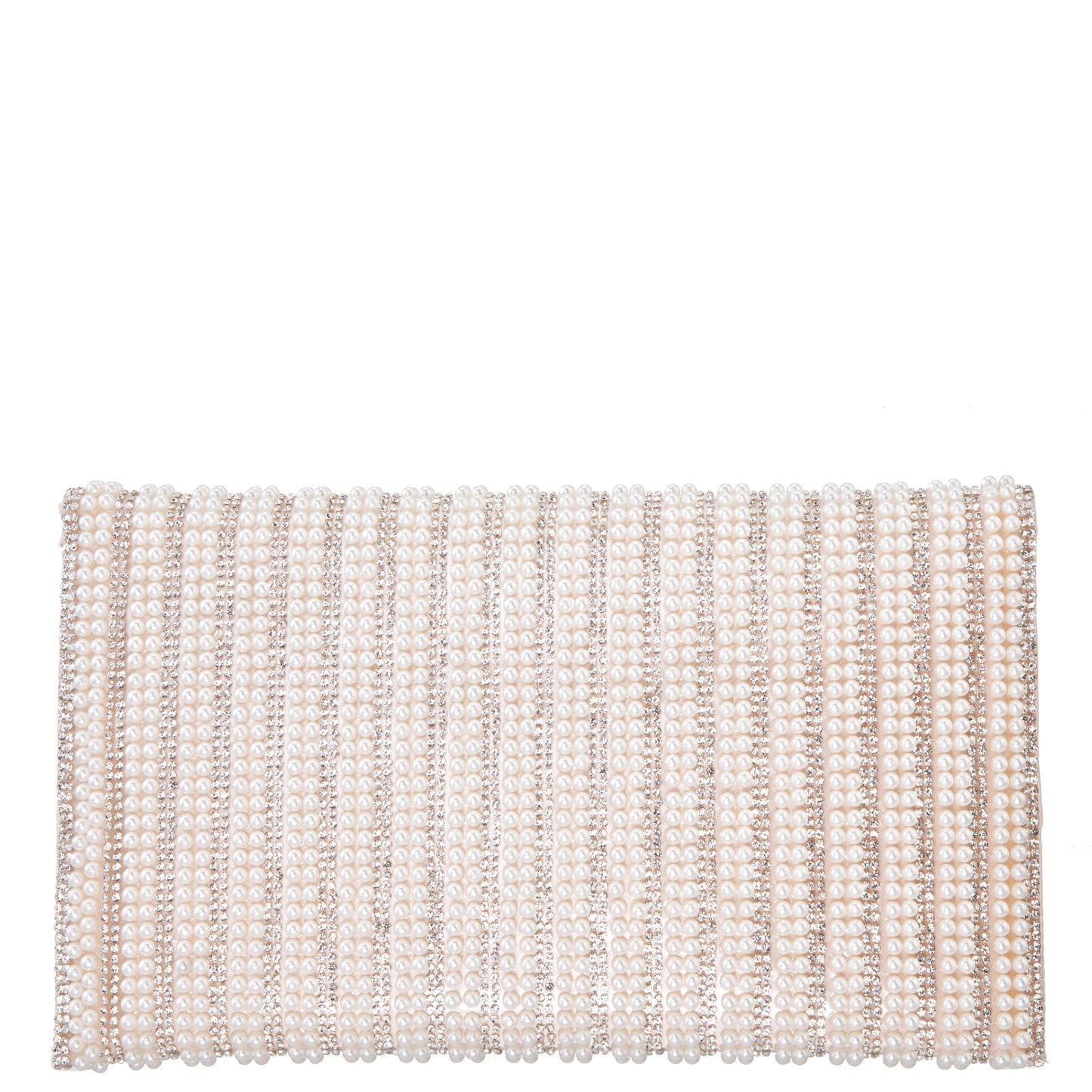 Nina Shoes Kimora White Allover Pearl/Crystal Envelope Clutch