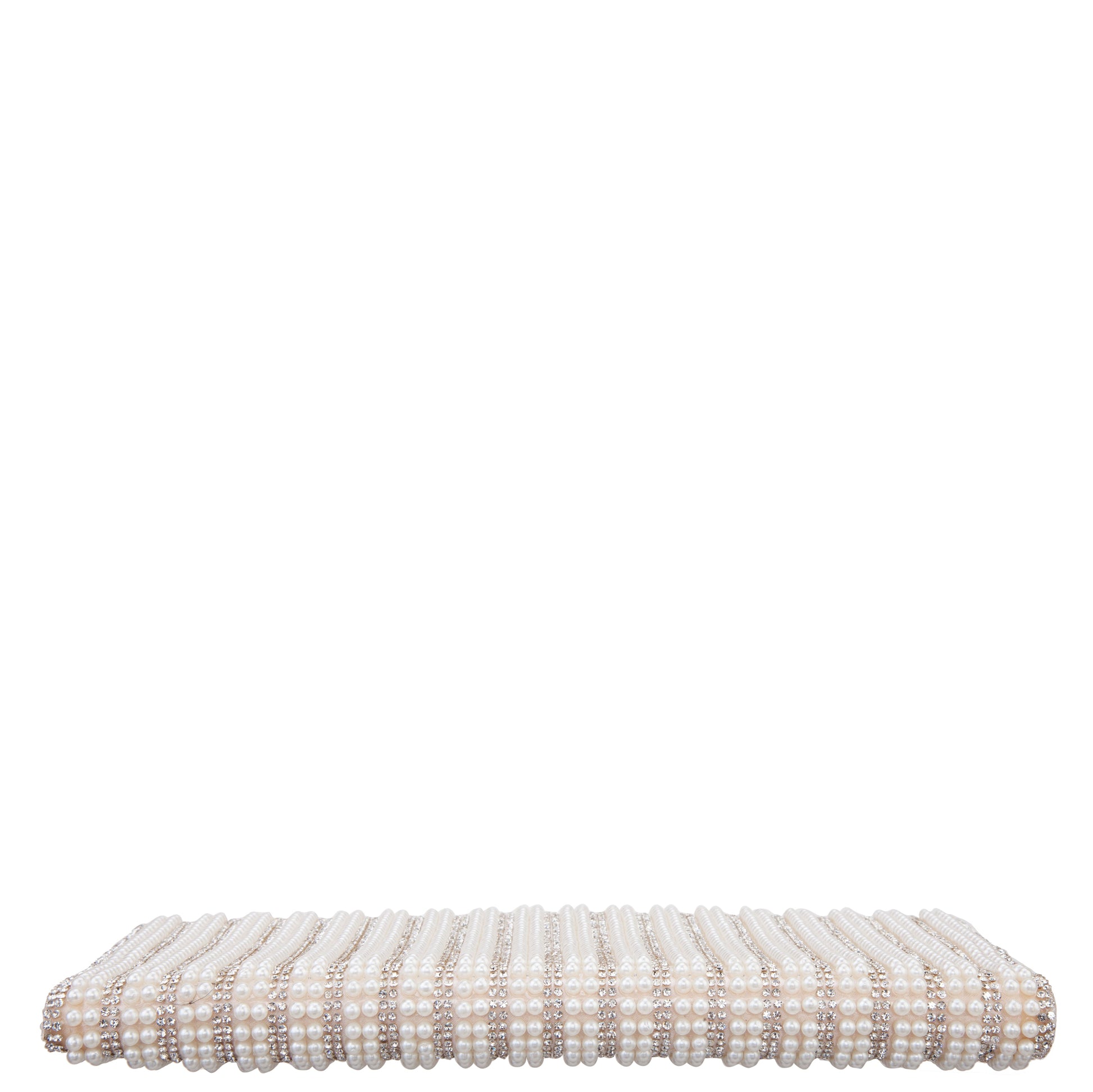 Nina Shoes Kimora White Allover Pearl/Crystal Envelope Clutch