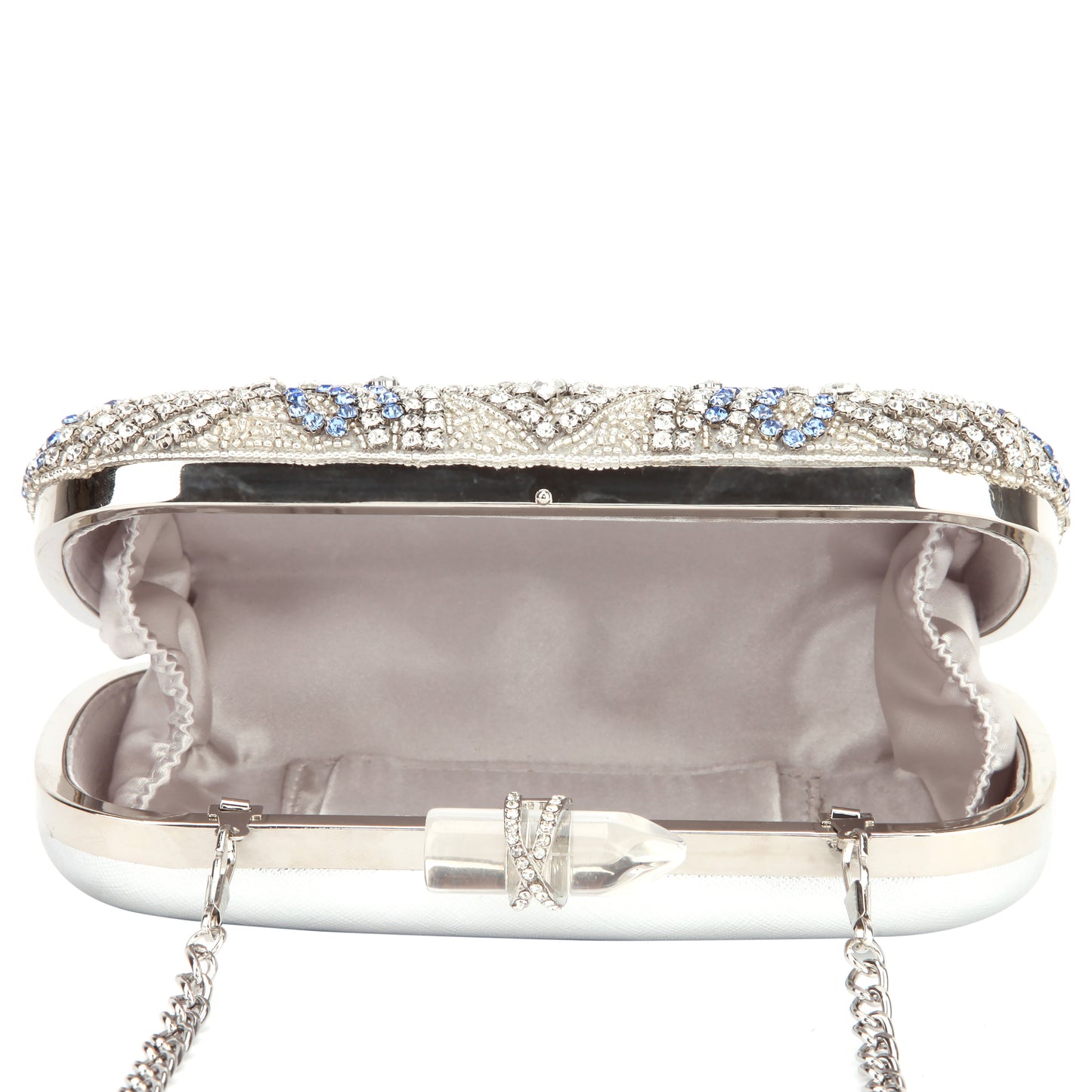 Nina Shoes Gelsey Silver Crystal Embellished Minaudiere